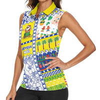 New Caledonia Christmas Women Sleeveless Polo Shirt Festive Beach Vibes - Polynesian Pride