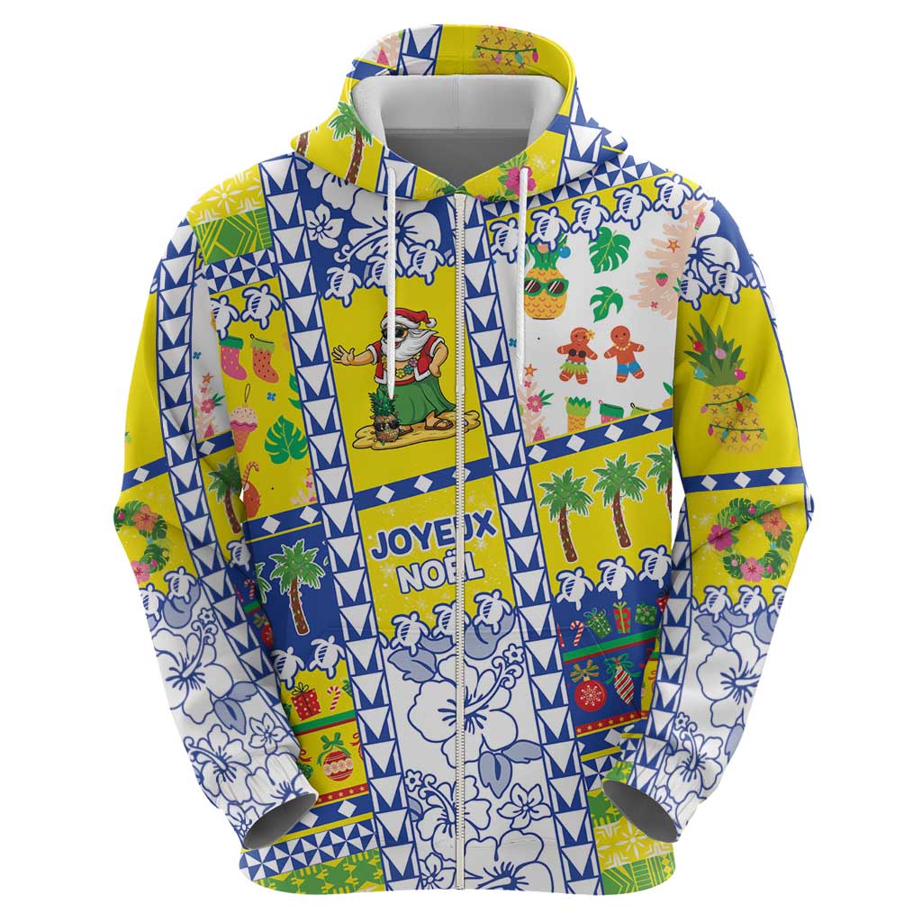 New Caledonia Christmas Zip Hoodie Festive Beach Vibes - Polynesian Pride