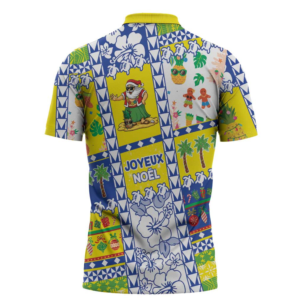 New Caledonia Christmas Zipper Polo Shirt Festive Beach Vibes - Polynesian Pride