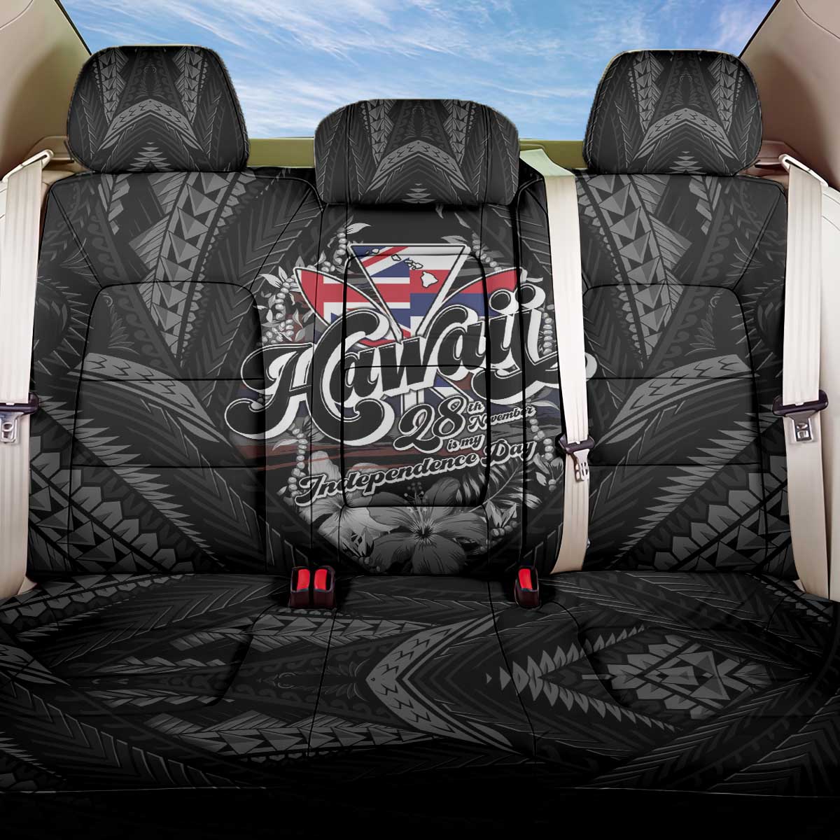 Hawaii November 28th Back Car Seat Cover Kanaka Maoli Tribal Pattern - Polynesian Pride