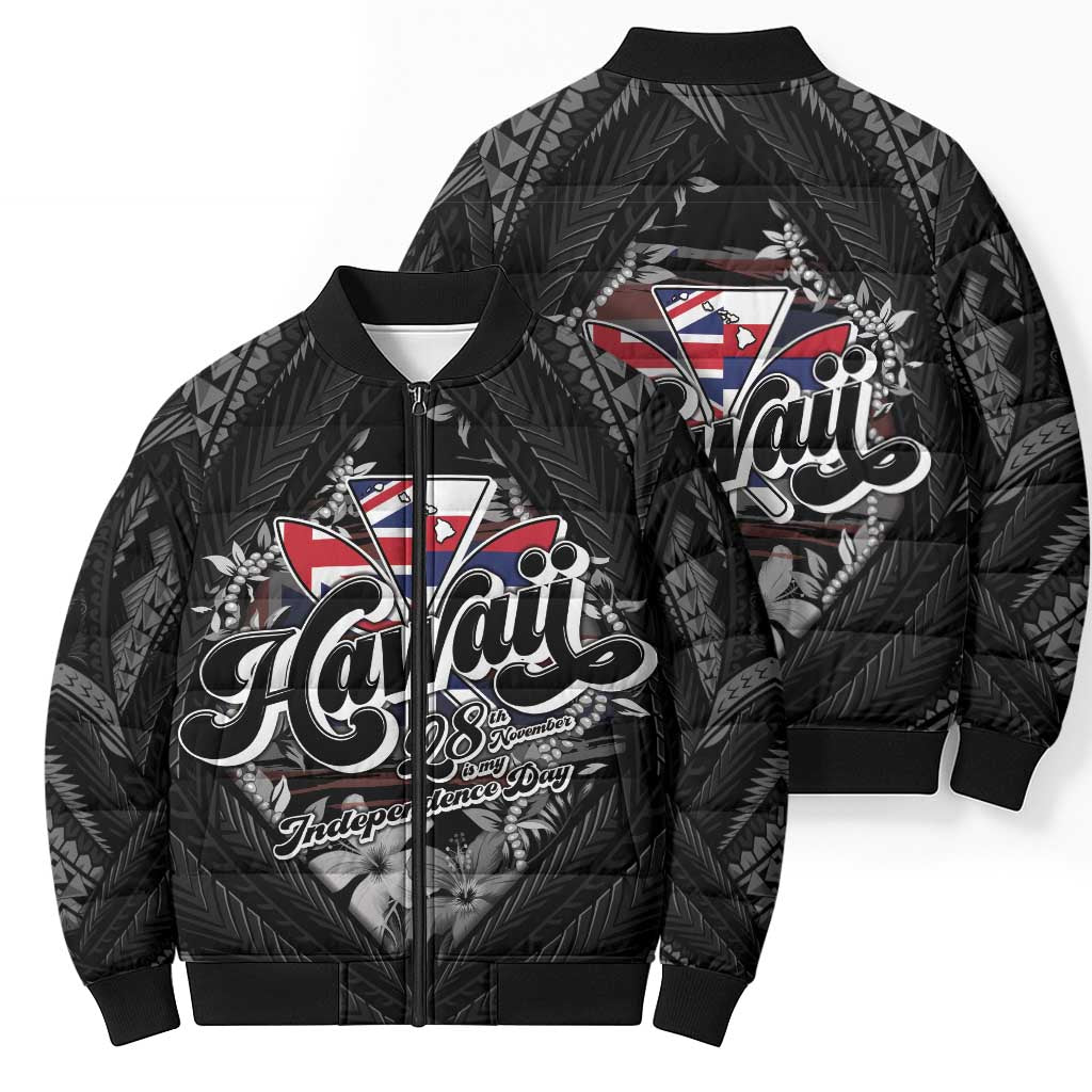 Hawaii November 28th Bomber Puffer Jacket Kanaka Maoli Tribal Pattern - Polynesian Pride