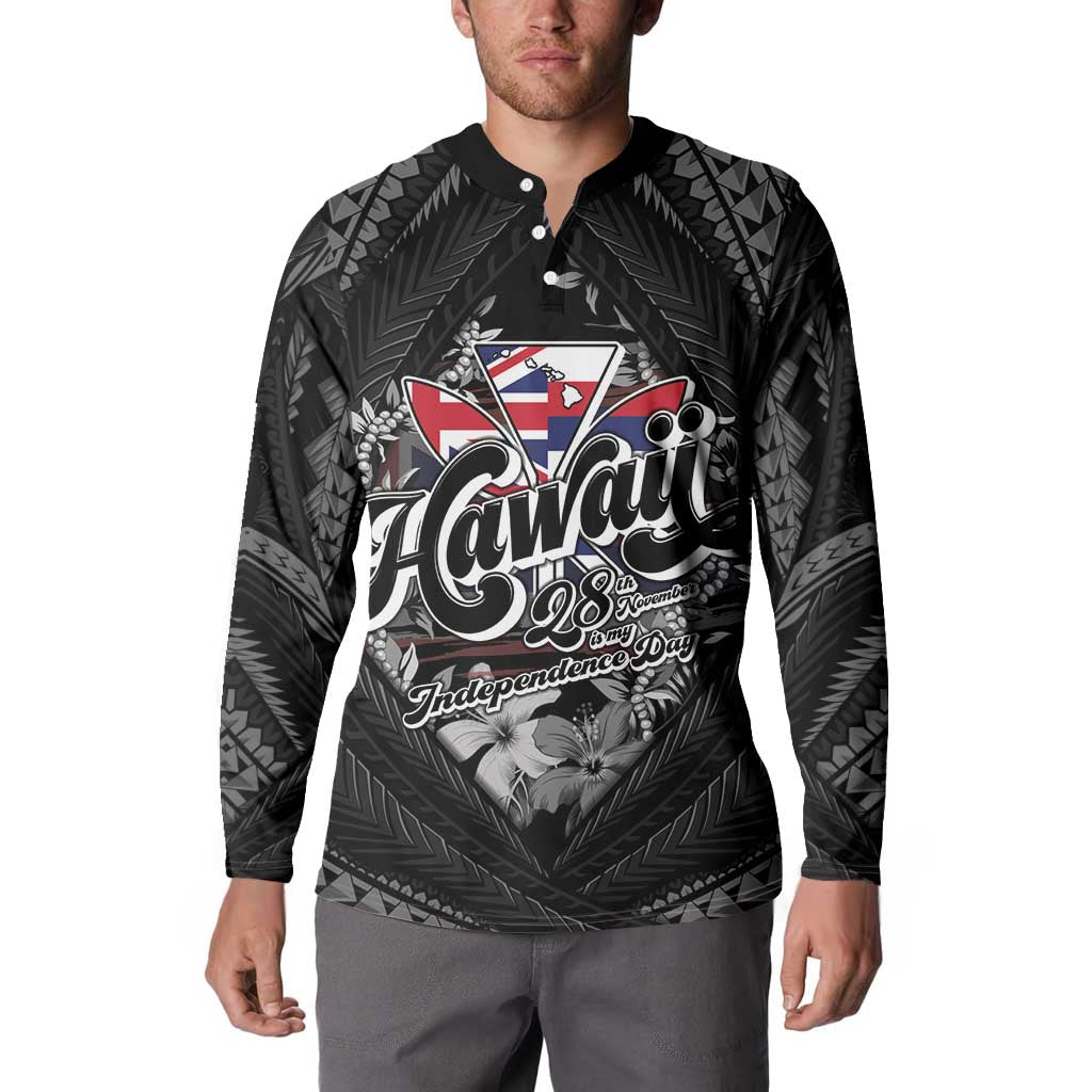 Hawaii November 28th Button Sweatshirt Kanaka Maoli Tribal Pattern - Polynesian Pride