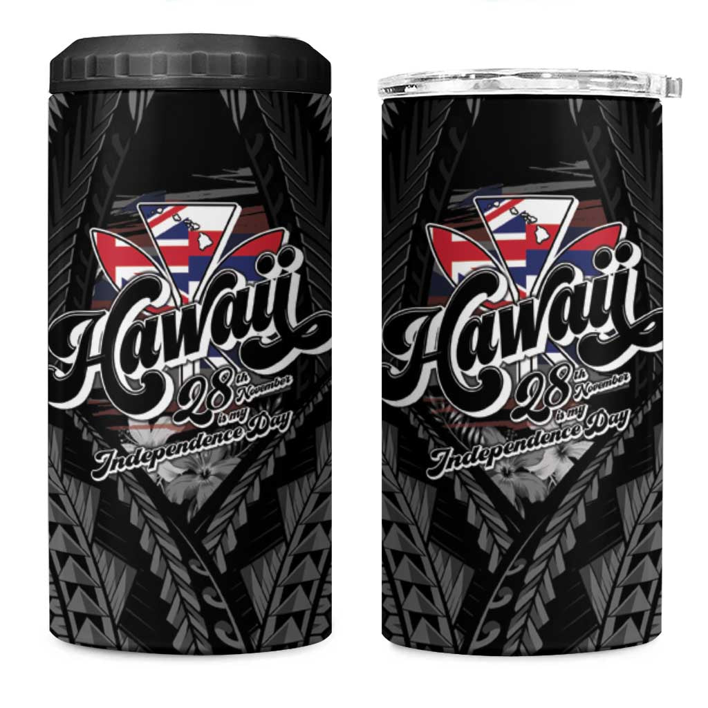 Hawaii November 28th 4 in 1 Can Cooler Tumbler Kanaka Maoli Tribal Pattern - Polynesian Pride
