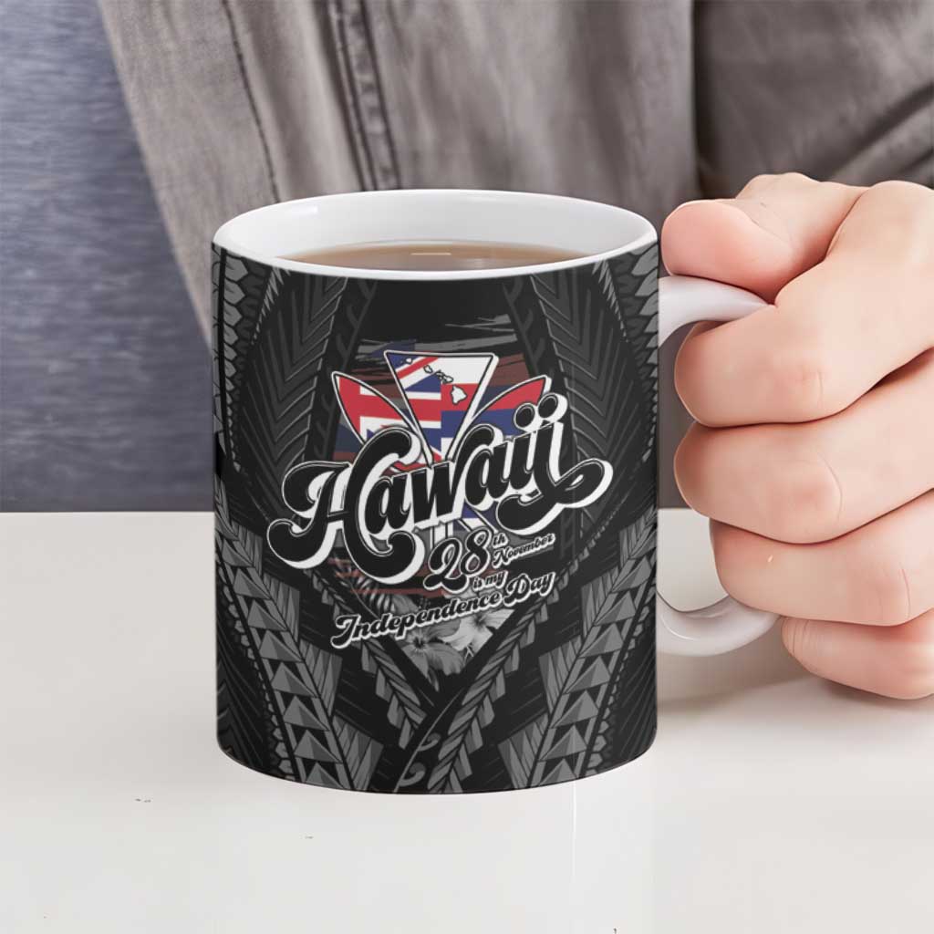 Hawaii November 28th Ceramic Mug Kanaka Maoli Tribal Pattern - Polynesian Pride