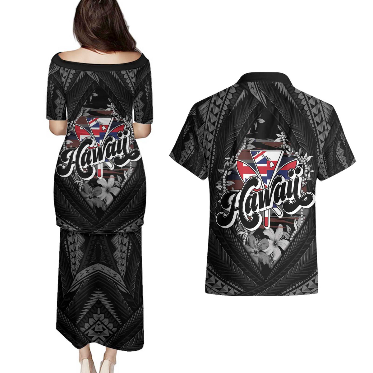 Hawaii November 28th Couples Matching Puletasi and Hawaiian Shirt Kanaka Maoli Tribal Pattern - Polynesian Pride