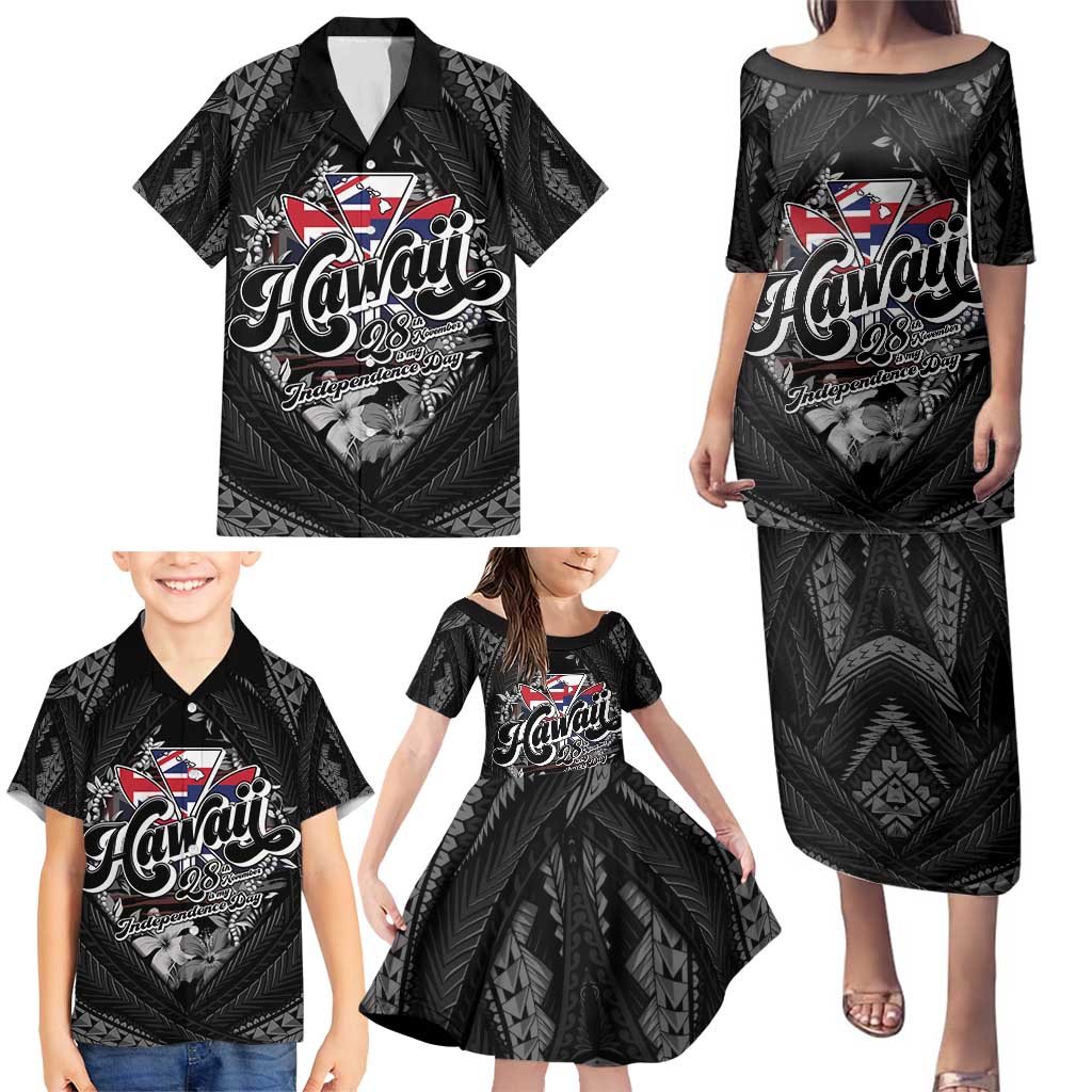 Hawaii November 28th Family Matching Puletasi and Hawaiian Shirt Kanaka Maoli Tribal Pattern - Polynesian Pride