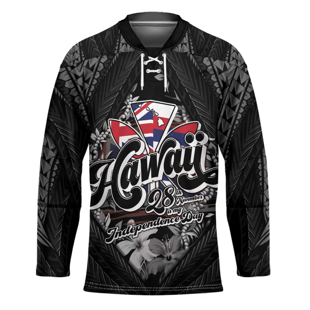 Hawaii November 28th Hockey Jersey Kanaka Maoli Tribal Pattern - Polynesian Pride