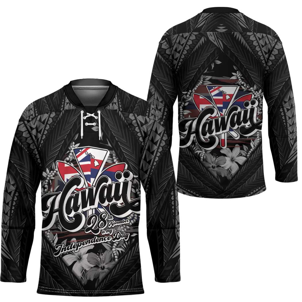 Hawaii November 28th Hockey Jersey Kanaka Maoli Tribal Pattern - Polynesian Pride