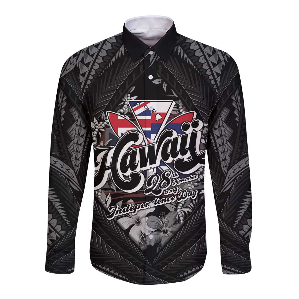 Hawaii November 28th Long Sleeve Button Shirt Kanaka Maoli Tribal Pattern - Polynesian Pride