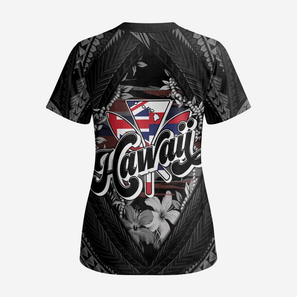 Hawaii November 28th Scrub Top Kanaka Maoli Tribal Pattern - Polynesian Pride