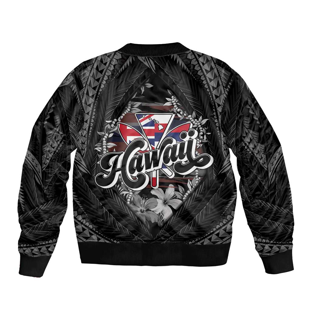 Hawaii November 28th Sleeve Zip Bomber Jacket Kanaka Maoli Tribal Pattern - Polynesian Pride