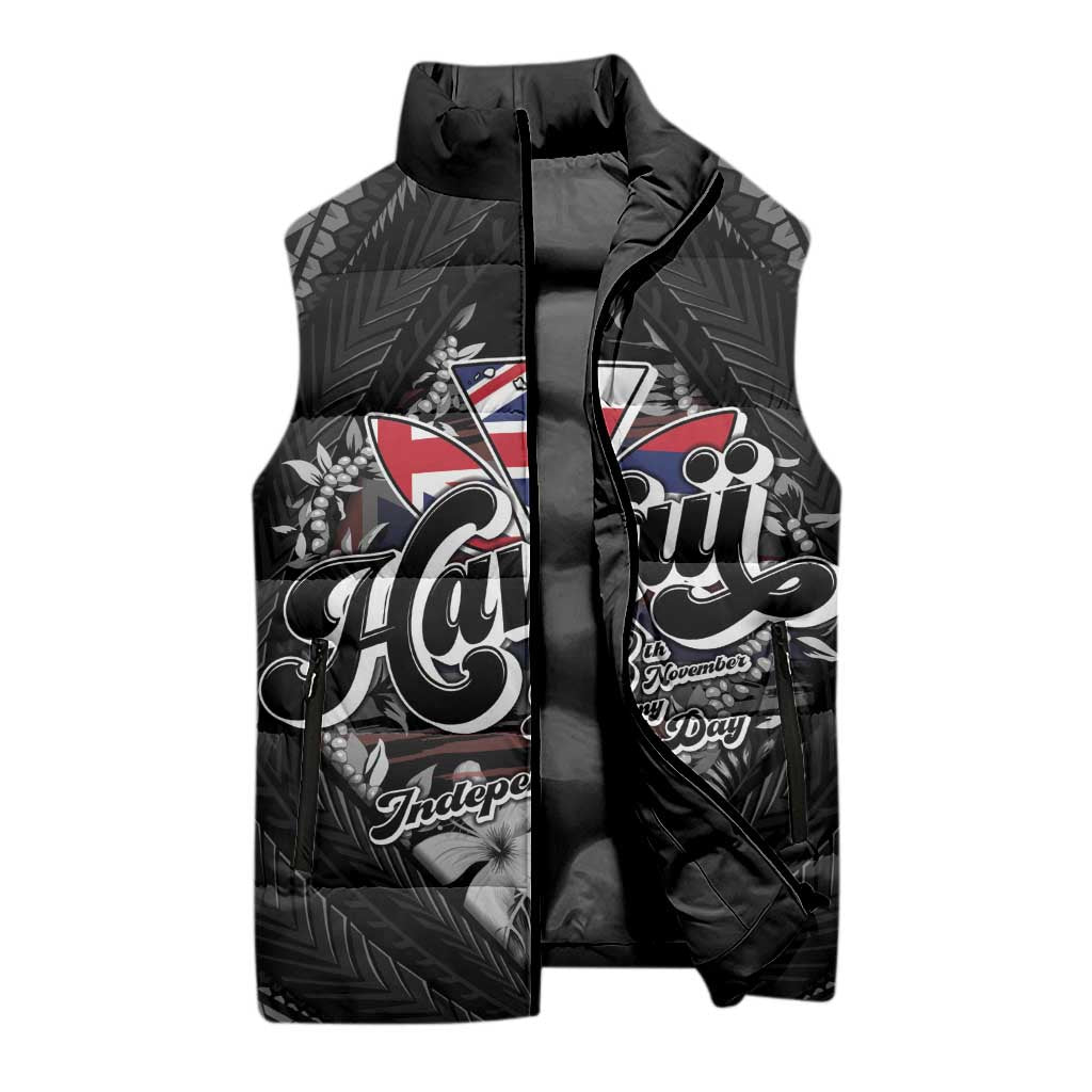 Hawaii November 28th Sleeveless Puffer Jacket Kanaka Maoli Tribal Pattern - Polynesian Pride