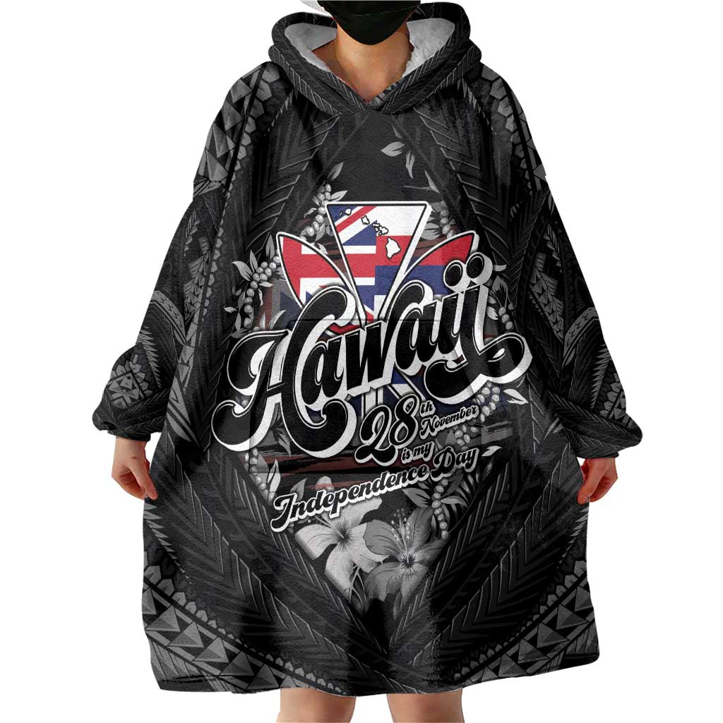 Hawaii November 28th Wearable Blanket Hoodie Kanaka Maoli Tribal Pattern - Polynesian Pride