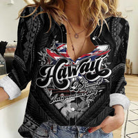 Hawaii November 28th Women Casual Shirt Kanaka Maoli Tribal Pattern - Polynesian Pride