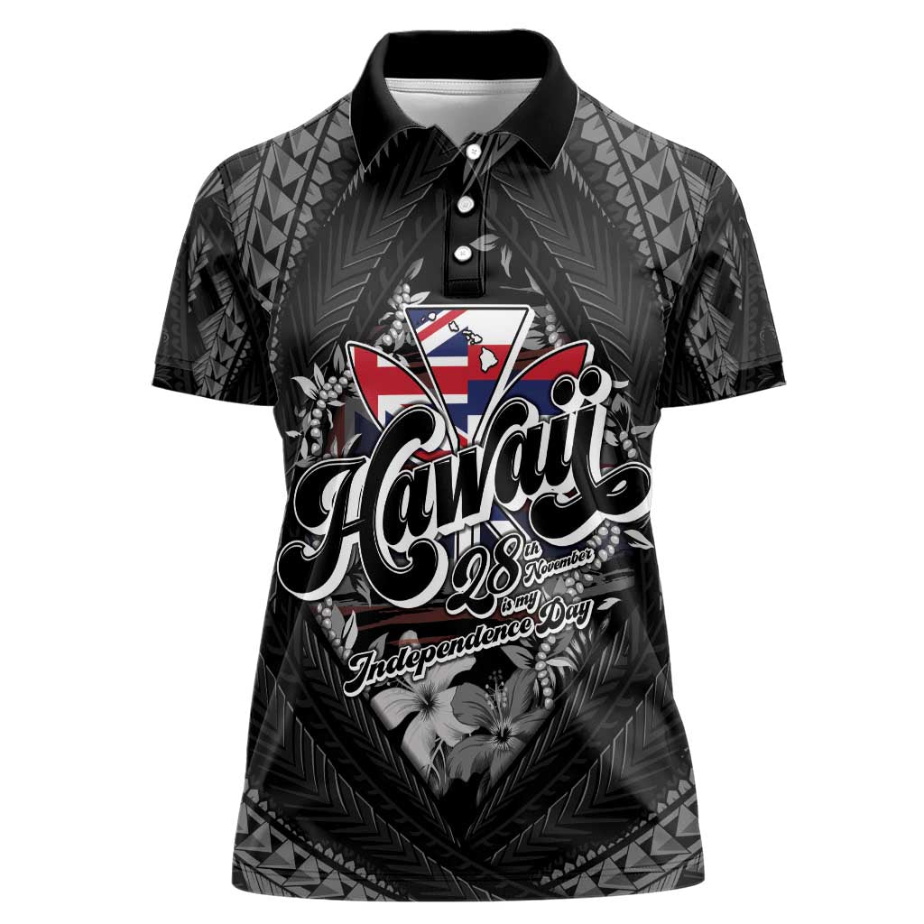 Hawaii November 28th Women Polo Shirt Kanaka Maoli Tribal Pattern - Polynesian Pride