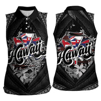 Hawaii November 28th Women Sleeveless Polo Shirt Kanaka Maoli Tribal Pattern - Polynesian Pride