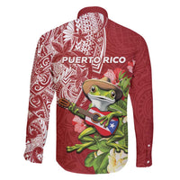 Puerto Rico Coqui Frog Family Matching Long Sleeve Bodycon Dress and Hawaiian Shirt Tropical Flowers Polynesian Style LT05 - Polynesian Pride