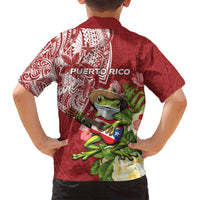 Puerto Rico Coqui Frog Family Matching Off Shoulder Short Dress and Hawaiian Shirt Tropical Flowers Polynesian Style LT05 - Polynesian Pride