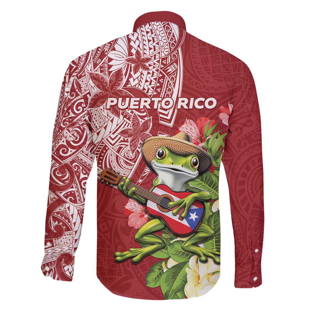 Puerto Rico Coqui Frog Family Matching Puletasi and Hawaiian Shirt Tropical Flowers Polynesian Style LT05 - Polynesian Pride