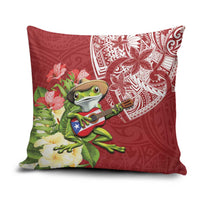 Puerto Rico Coqui Frog Pillow Cover Tropical Flowers Polynesian Style LT05 Red - Polynesian Pride