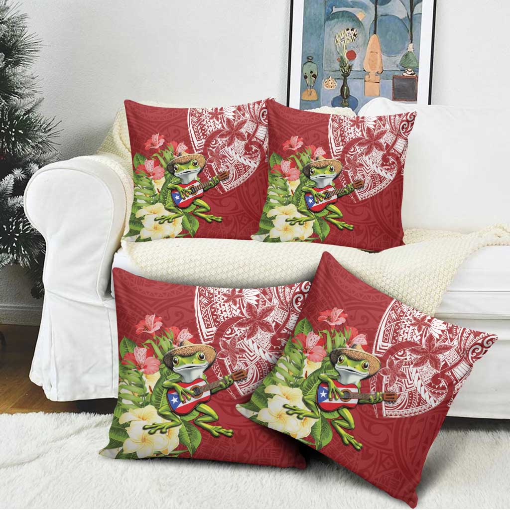 Puerto Rico Coqui Frog Pillow Cover Tropical Flowers Polynesian Style LT05 - Polynesian Pride