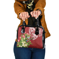 Puerto Rico Coqui Frog Shoulder Handbag Tropical Flowers Polynesian Style LT05 One Size Red - Polynesian Pride