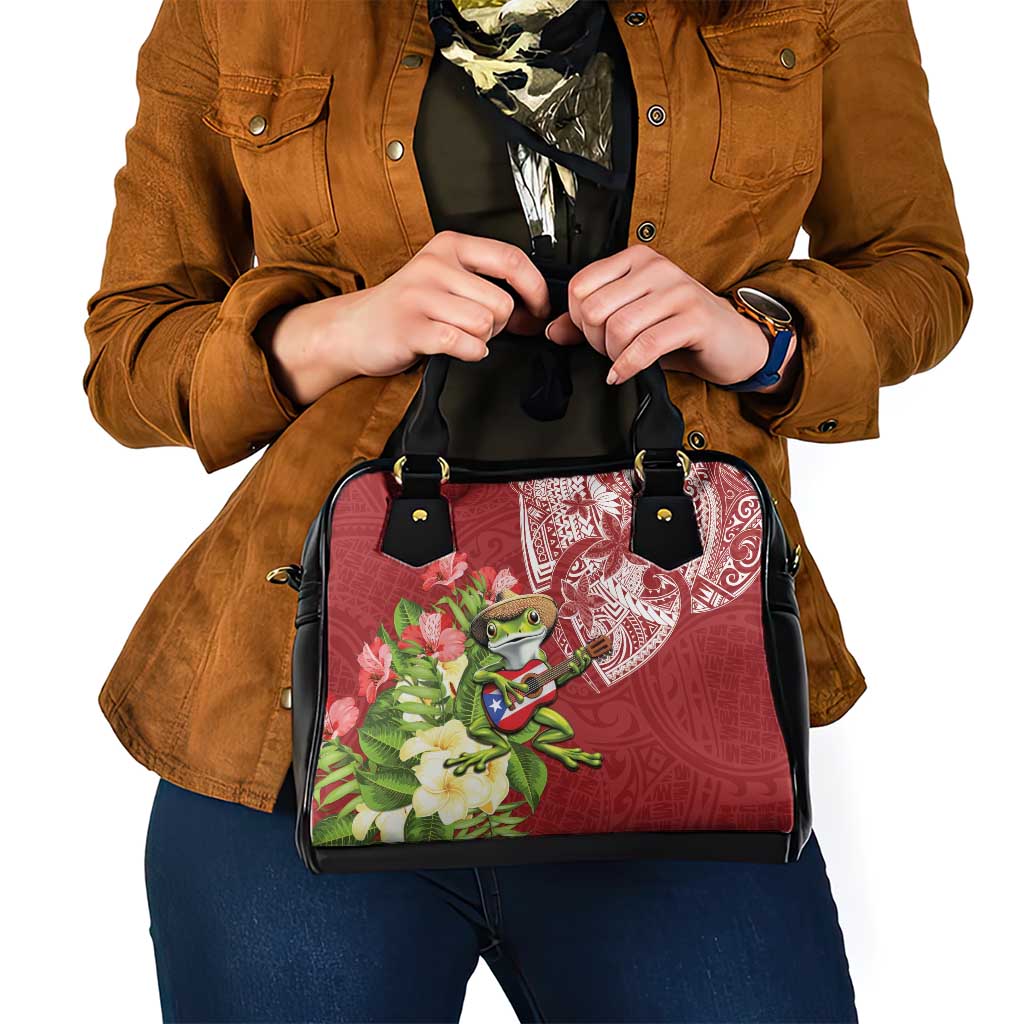 Puerto Rico Coqui Frog Shoulder Handbag Tropical Flowers Polynesian Style LT05 - Polynesian Pride