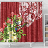 Puerto Rico Coqui Frog Shower Curtain Tropical Flowers Polynesian Style LT05 - Polynesian Pride