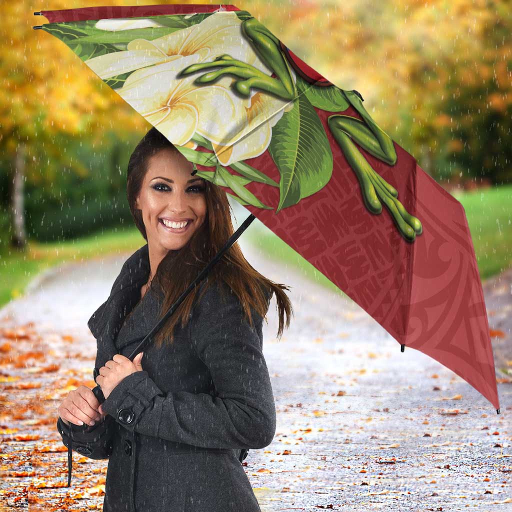 Puerto Rico Coqui Frog Umbrella Tropical Flowers Polynesian Style - Polynesian Pride