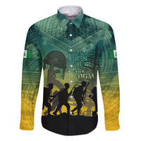 Norfolk Island ANZAC Day Family Matching Summer Maxi Dress and Hawaiian Shirt Lest We Forget LT05 Dad's Shirt - Long Sleeve Dark Cyan - Polynesian Pride