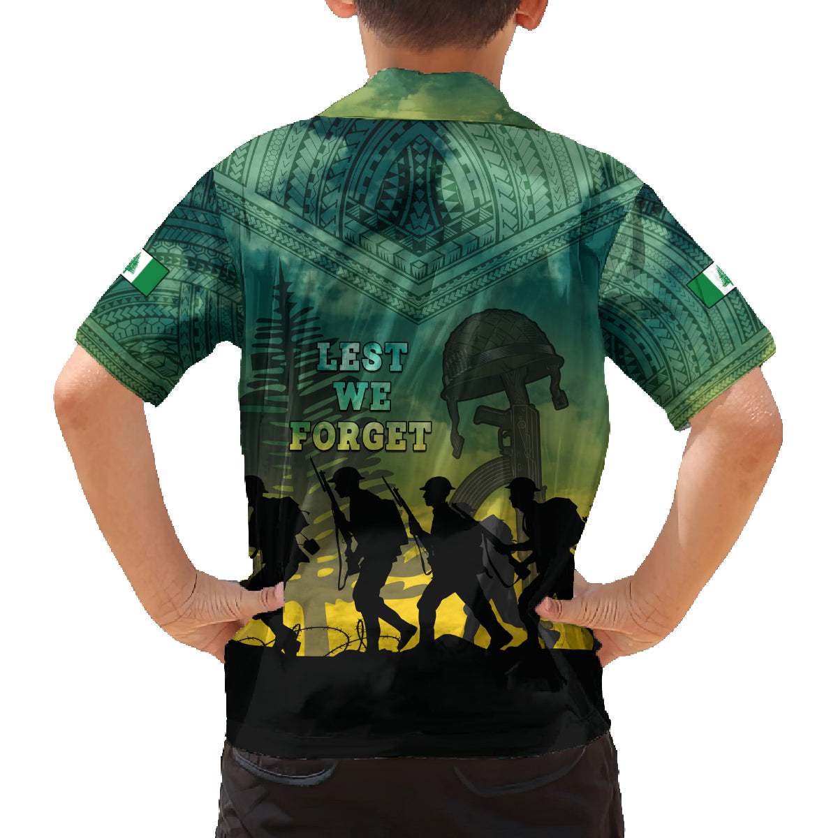 Norfolk Island ANZAC Day Family Matching Tank Maxi Dress and Hawaiian Shirt Lest We Forget LT05 - Polynesian Pride