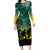 Norfolk Island ANZAC Day Long Sleeve Bodycon Dress Lest We Forget LT05 Long Dress Dark Cyan - Polynesian Pride