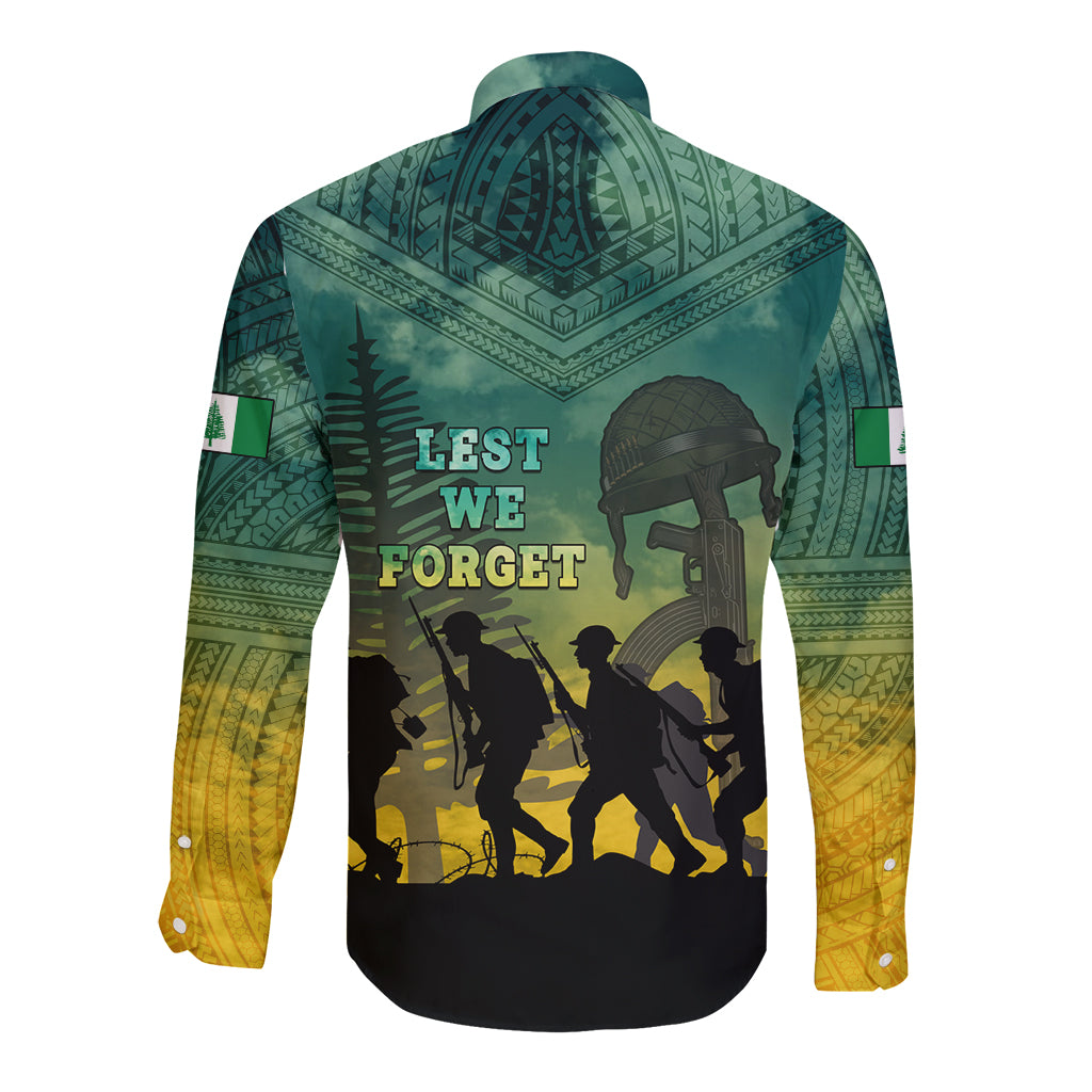 Norfolk Island ANZAC Day Long Sleeve Button Shirt Lest We Forget LT05 - Polynesian Pride