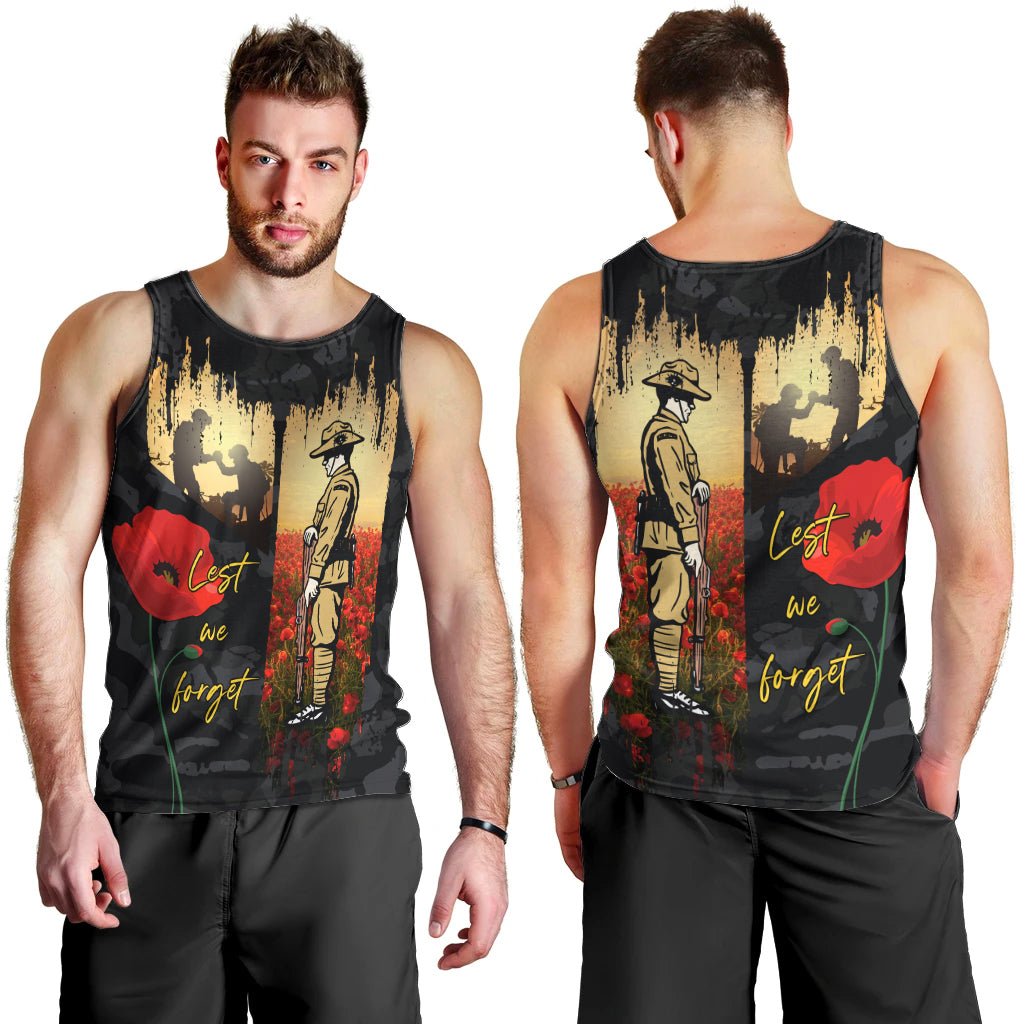 Tokelau ANZAC Day Men Tank Top Lest We Forget LT05 - Polynesian Pride