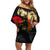 Tokelau ANZAC Day Off Shoulder Short Dress Lest We Forget LT05 Women Black - Polynesian Pride