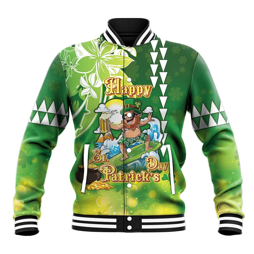 Hawaii Saint Patrick's Day Baseball Jacket Funny Surfing Leprechaun