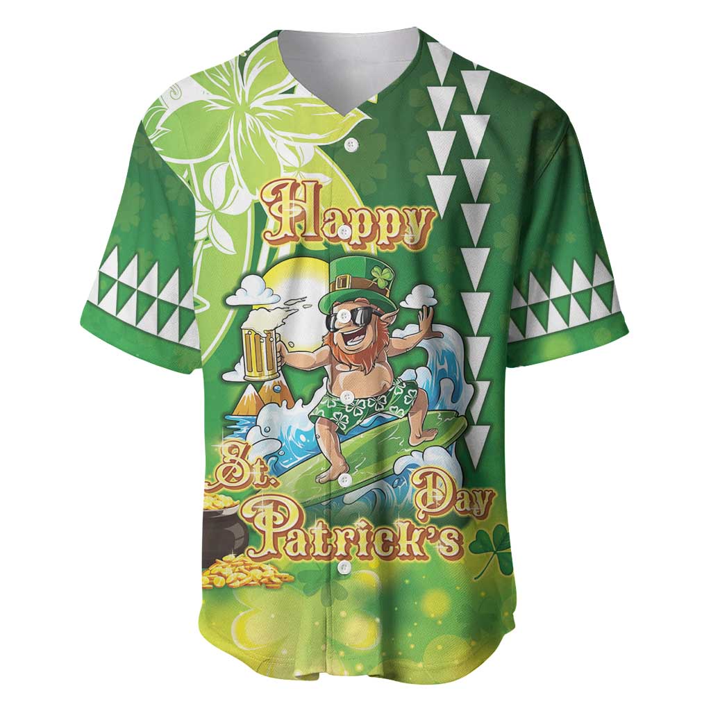 Hawaii Saint Patrick's Day Baseball Jersey Funny Surfing Leprechaun