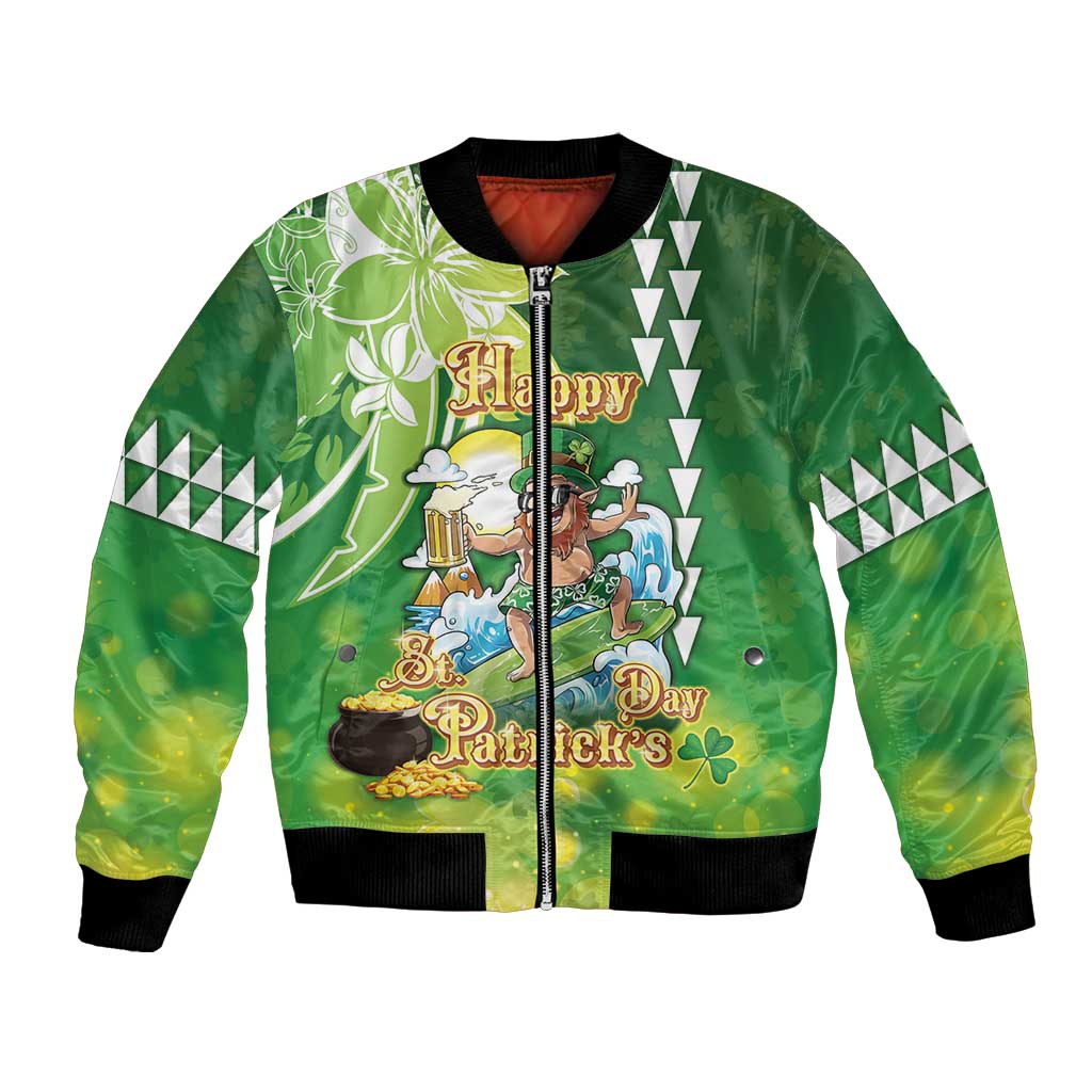 Hawaii Saint Patrick's Day Bomber Jacket Funny Surfing Leprechaun