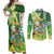 Hawaii Saint Patrick's Day Couples Matching Off Shoulder Maxi Dress and Long Sleeve Button Shirt Funny Surfing Leprechaun