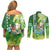 Hawaii Saint Patrick's Day Couples Matching Off Shoulder Short Dress and Long Sleeve Button Shirt Funny Surfing Leprechaun