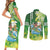 Hawaii Saint Patrick's Day Couples Matching Short Sleeve Bodycon Dress and Long Sleeve Button Shirt Funny Surfing Leprechaun