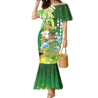 Hawaii Saint Patrick's Day Family Matching Mermaid Dress and Hawaiian Shirt Funny Surfing Leprechaun