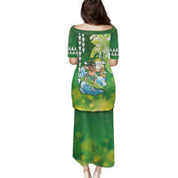 Hawaii Saint Patrick's Day Family Matching Puletasi and Hawaiian Shirt Funny Surfing Leprechaun