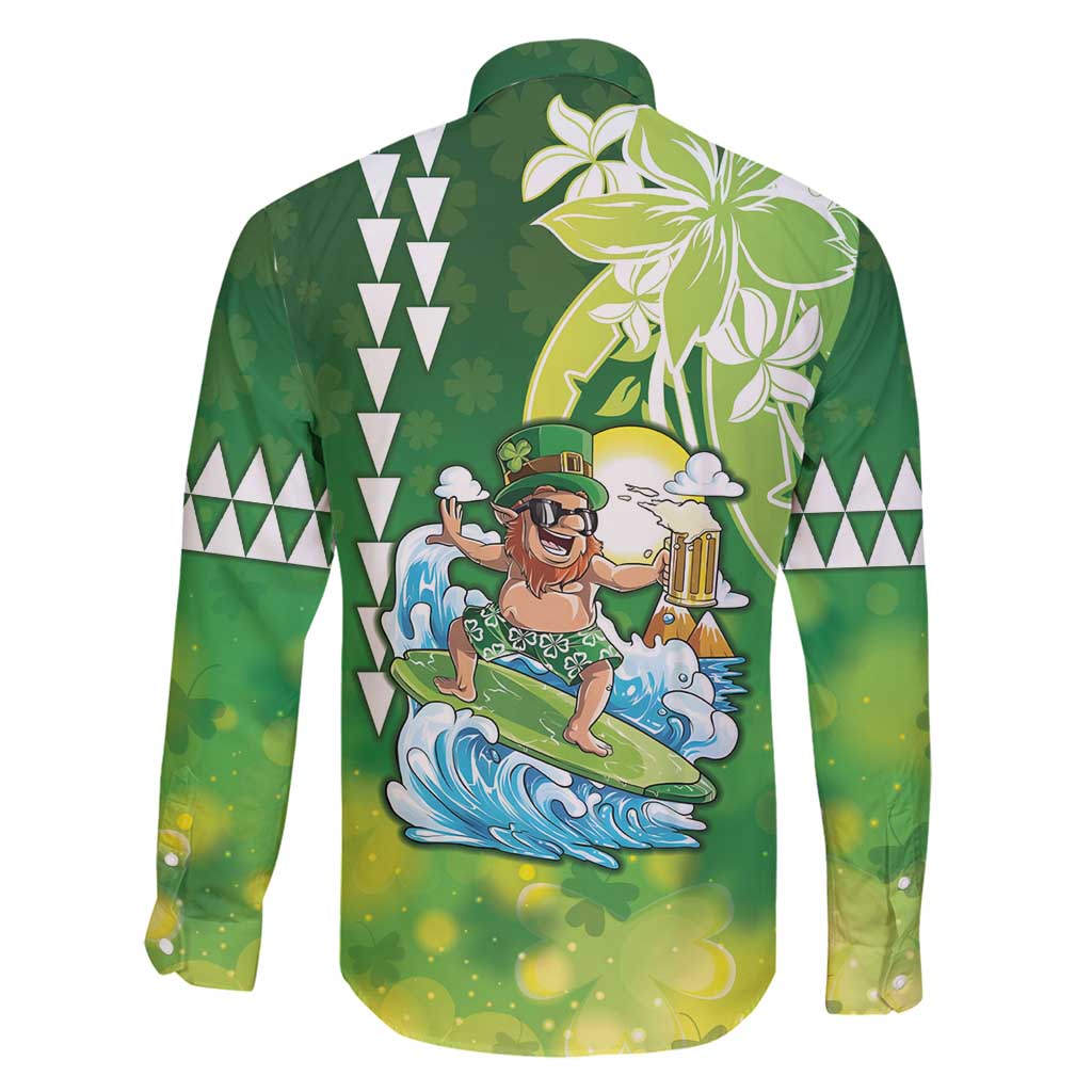 Hawaii Saint Patrick's Day Family Matching Summer Maxi Dress and Hawaiian Shirt Funny Surfing Leprechaun