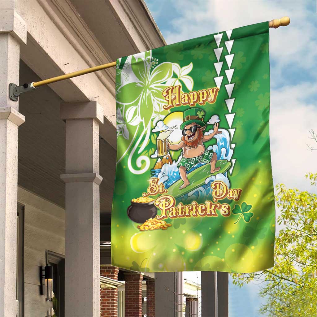 Hawaii Saint Patrick's Day Garden Flag Funny Surfing Leprechaun