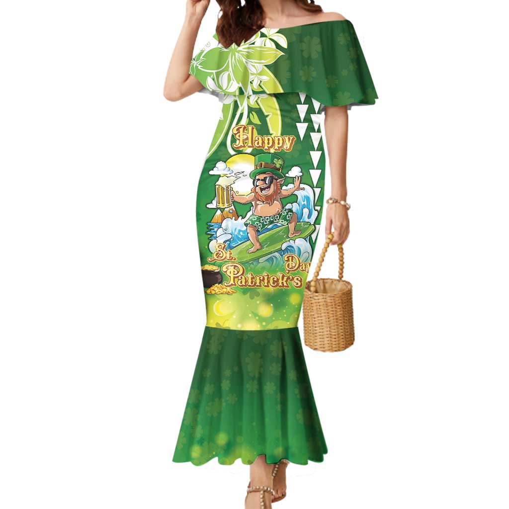 Hawaii Saint Patrick's Day Mermaid Dress Funny Surfing Leprechaun