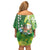 Hawaii Saint Patrick's Day Off Shoulder Short Dress Funny Surfing Leprechaun