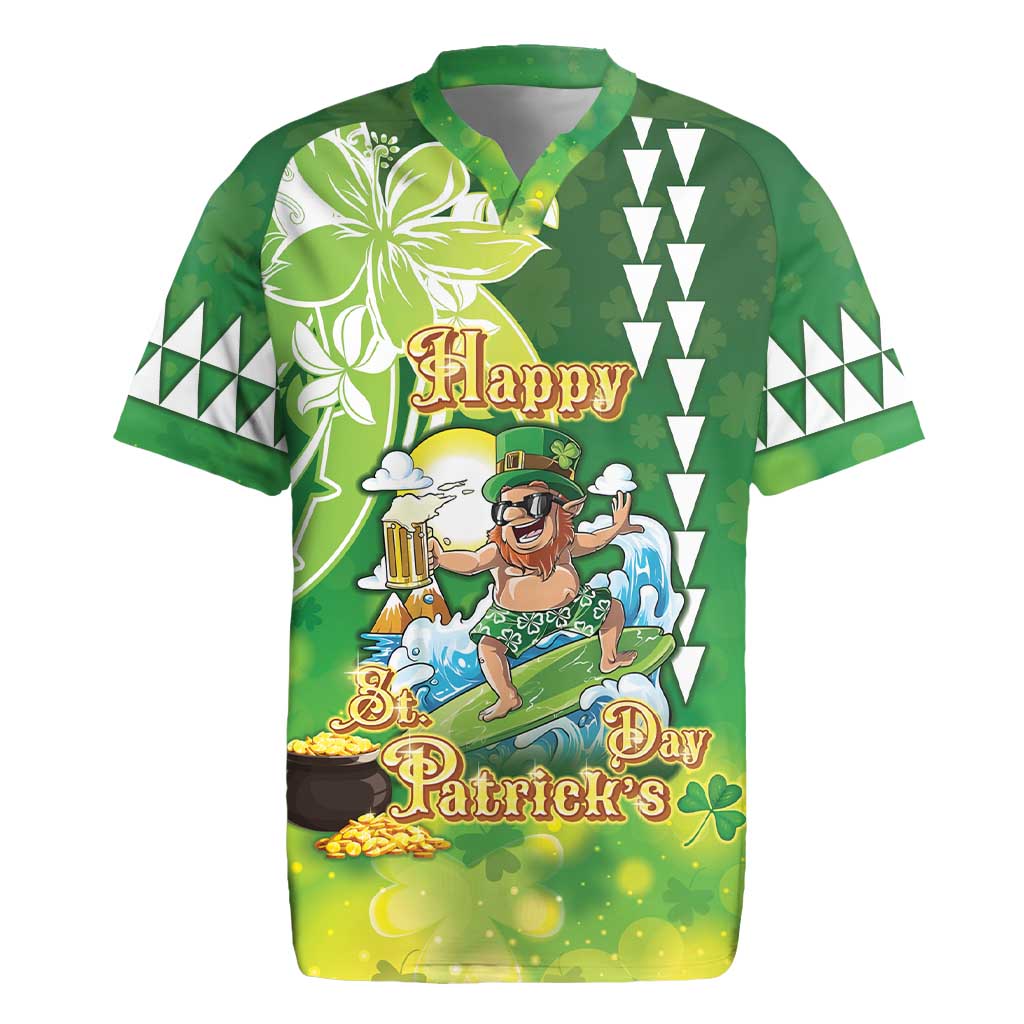 Hawaii Saint Patrick's Day Rugby Jersey Funny Surfing Leprechaun