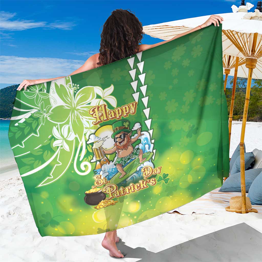 Hawaii Saint Patrick's Day Sarong Funny Surfing Leprechaun