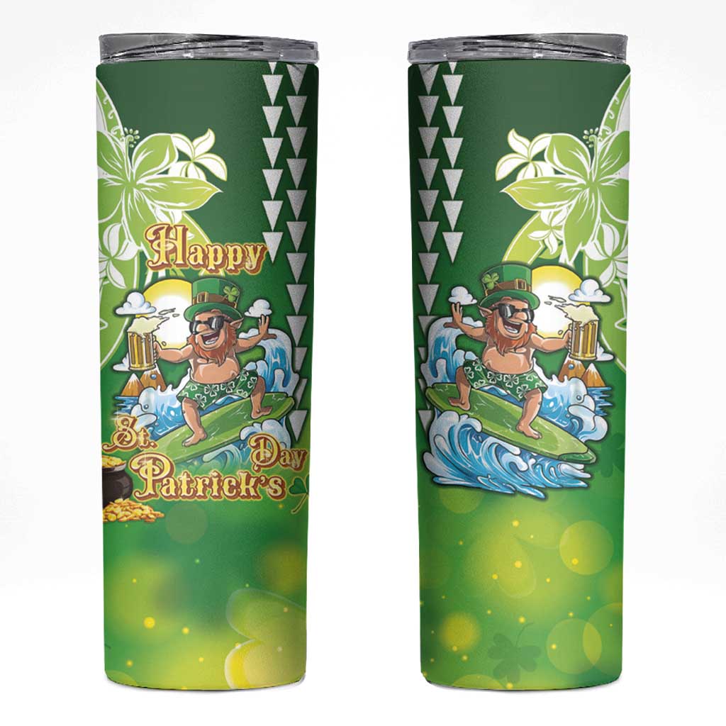 Hawaii Saint Patrick's Day Skinny Tumbler Funny Surfing Leprechaun